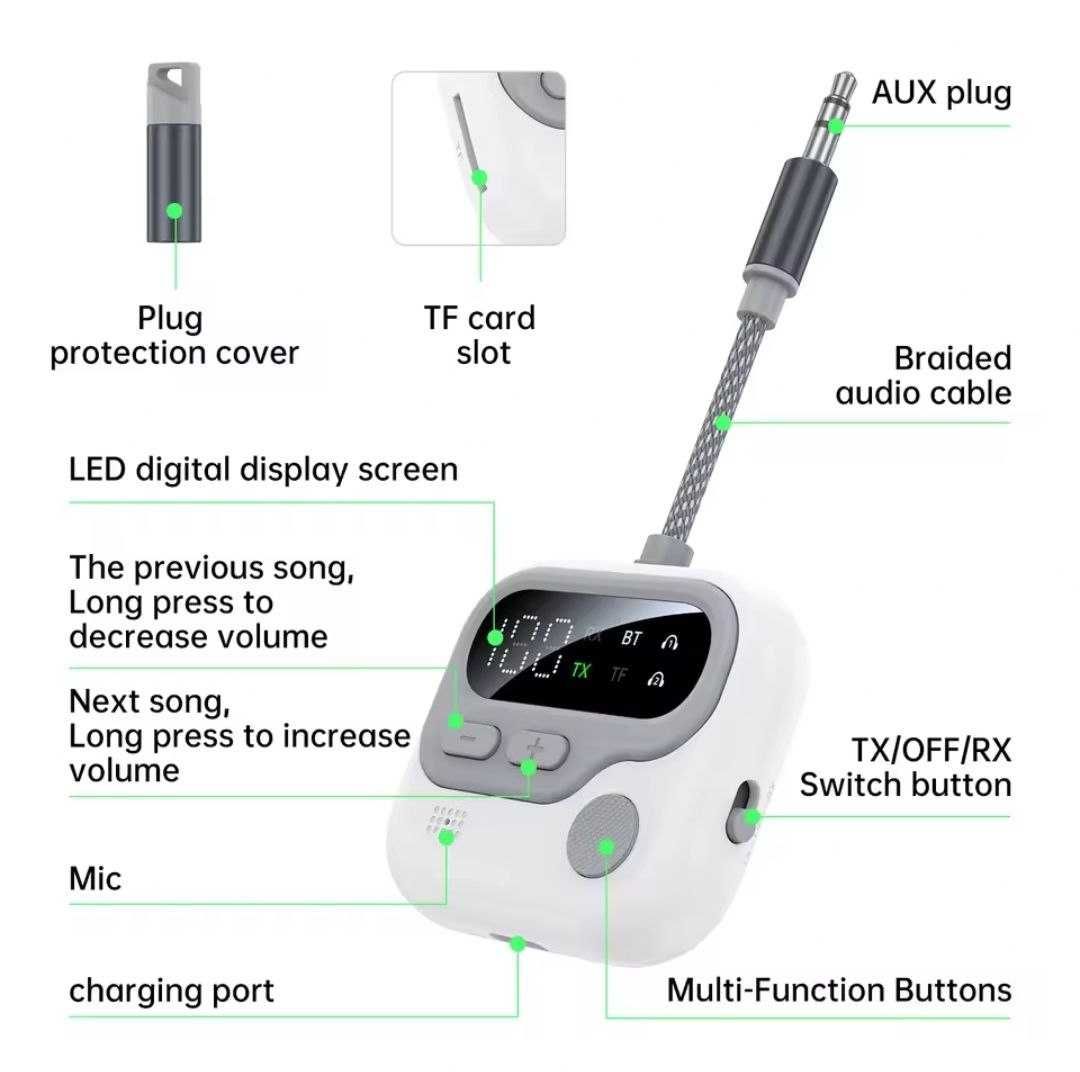 Универсальный Bluetooth-адаптер 2-в-1 HD-звук поддержка 2-х устройств