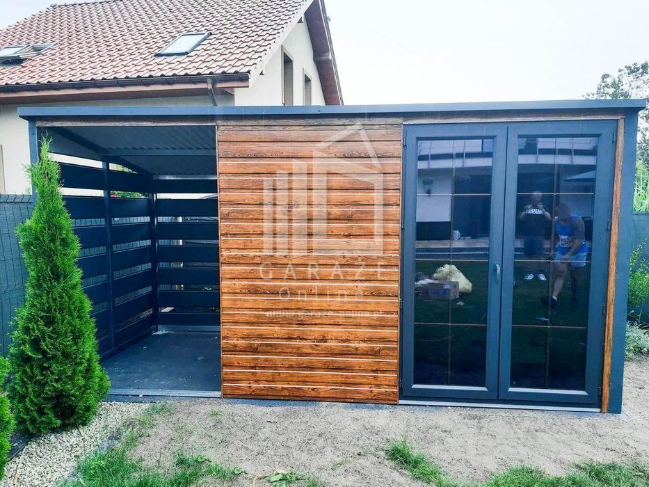 Schowek - Domek Ogrodowy 3m x 2m + Wiata 1,5M Spad W Tył   Id268 3X2