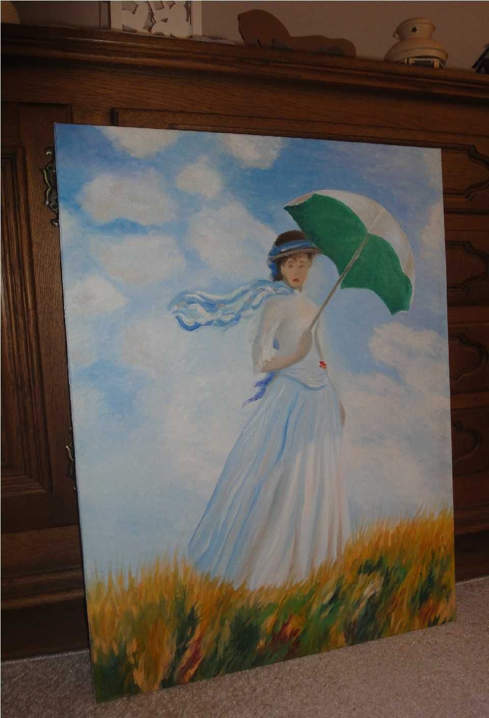Obraz olejny reprodukcja 2019r. Claude Monet - kobieta z parasolką