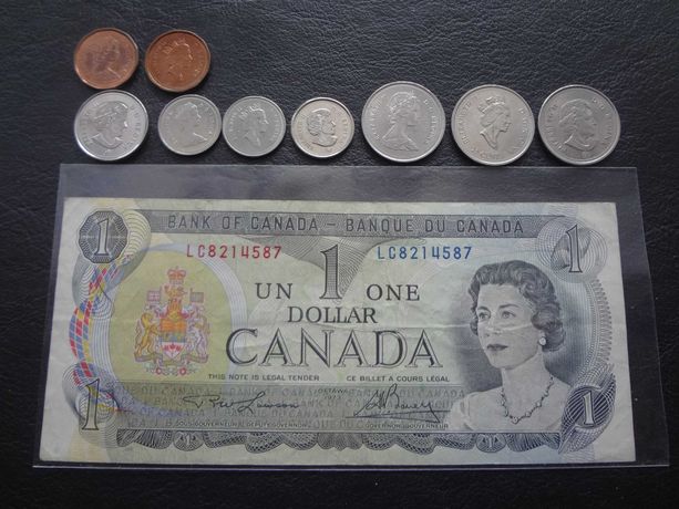 Kanada - zestaw monet plus banknot 1 dolar