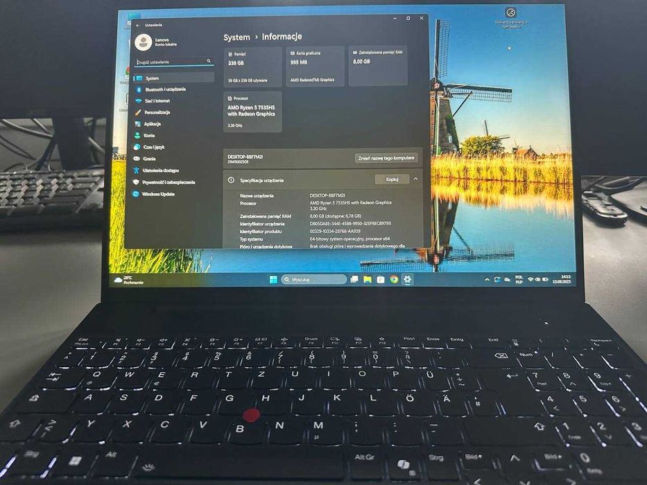 Laptop Lenovo Thinkpad E16 G2 AMD Ryzen 5 7535HS Radeon 660M Gwarancja