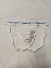 Białe jockstrapy Calvin Klein roz S bielizna męska jockstrap sport fun
