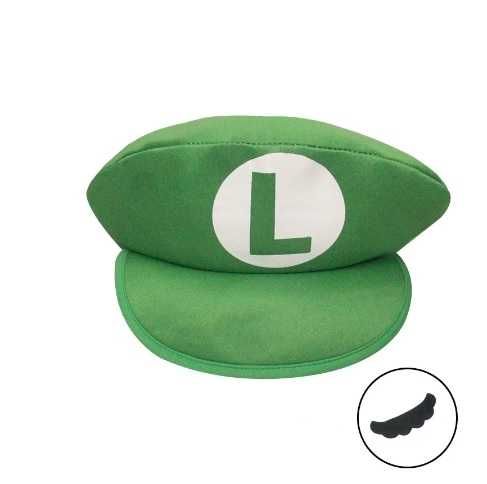 Czapka z daszkiem Luigi + wąsy Super Mario Bros cosplay Nowa anime