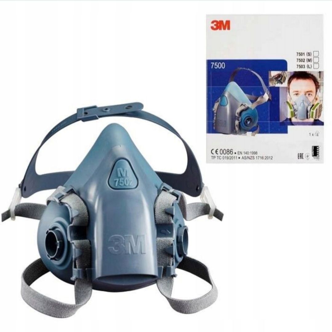 3M MASKA 7502 lakiernicza KOMPLETNA + filtry, półmaska oryginalna