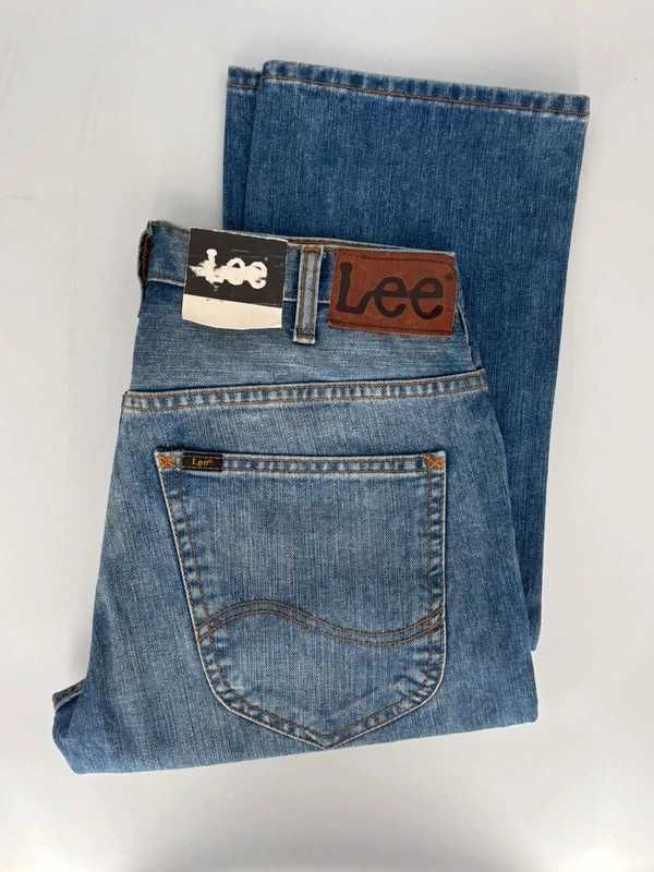 Spodnie męskie Lee Knox W31 L34 jasny denim proste jeansy 100% bawełna