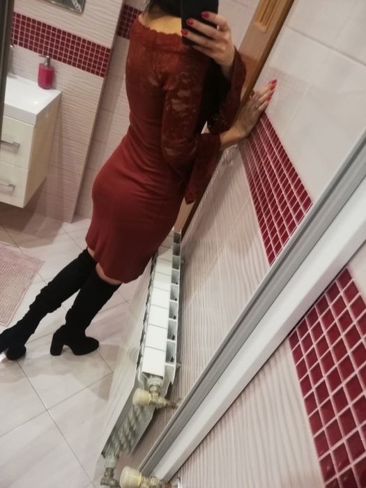 Nowa czerwona sukienka hiszpanka święta świąteczna 36 s koronka koronk