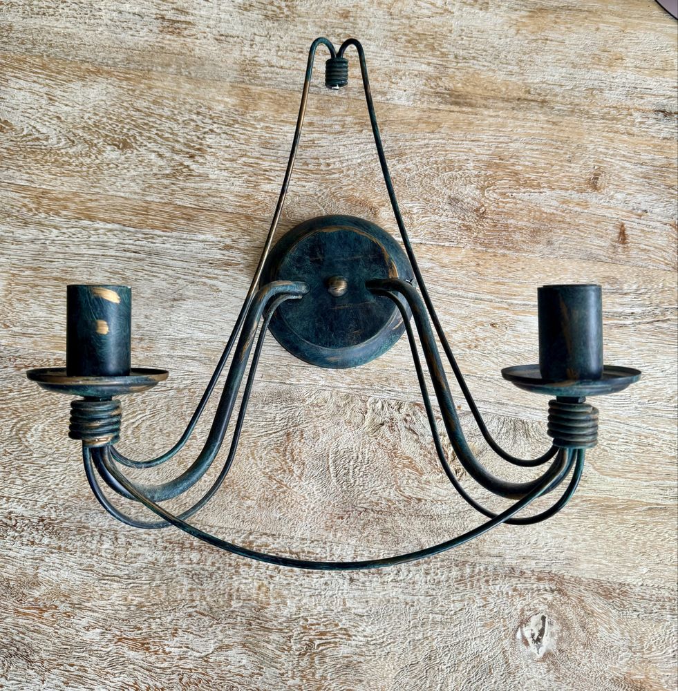 Kinkiet metal czarny szmaragd, stare złoto Scandi Loft Glamour Shabby