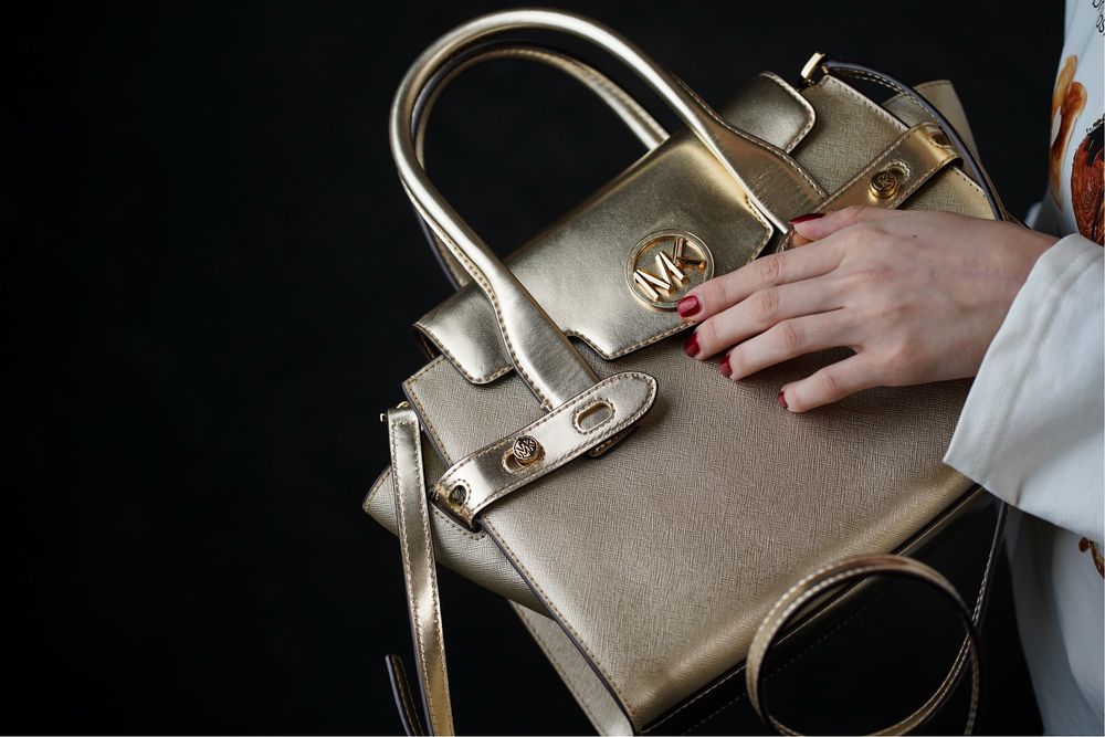 ОРИГІНАЛ! Сумка Michael Kors Carmen Medium Metallic Belted Satchel