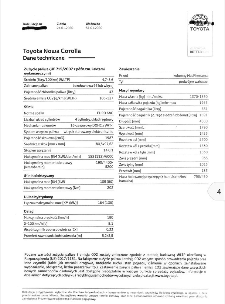 Sprzedam samochod Toyota Corolla Hybrid Kombi 2020 25 tys przebiegu
