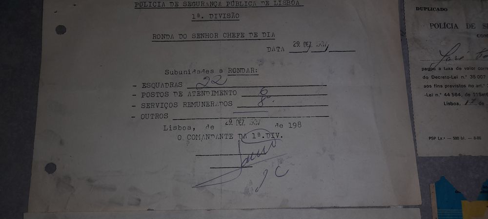 Lote papeis Polícia Segurança Pública