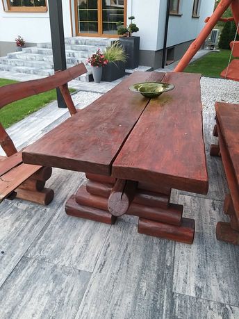 Stół ogrodowy z ławkami, komplet mebli ogrodowych, dł.240cm, szer.85cm