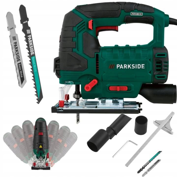 Parkside Pstd 800 C3 Wyrzynarka 800 W Laser Brzeszczoty Zestaw