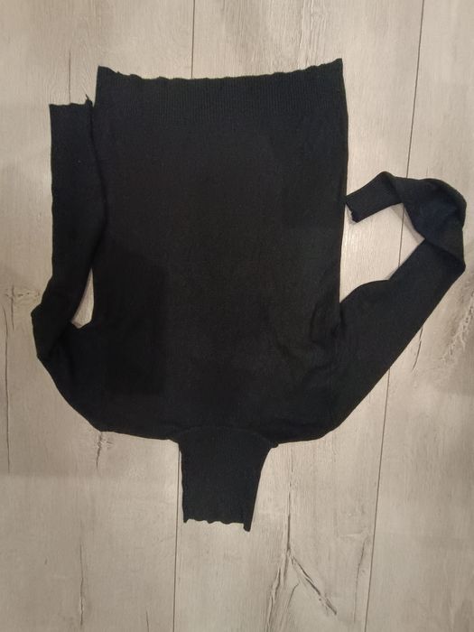 Bluzka Sweter z Golfem Czarny Cienki S/M