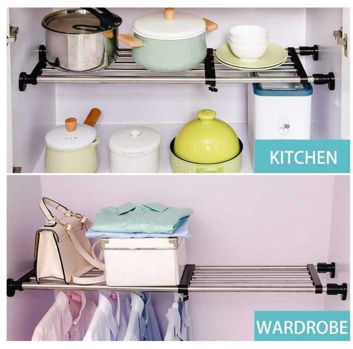 Regulowana półka napinająca do szafy 85-117cm kolor czarny