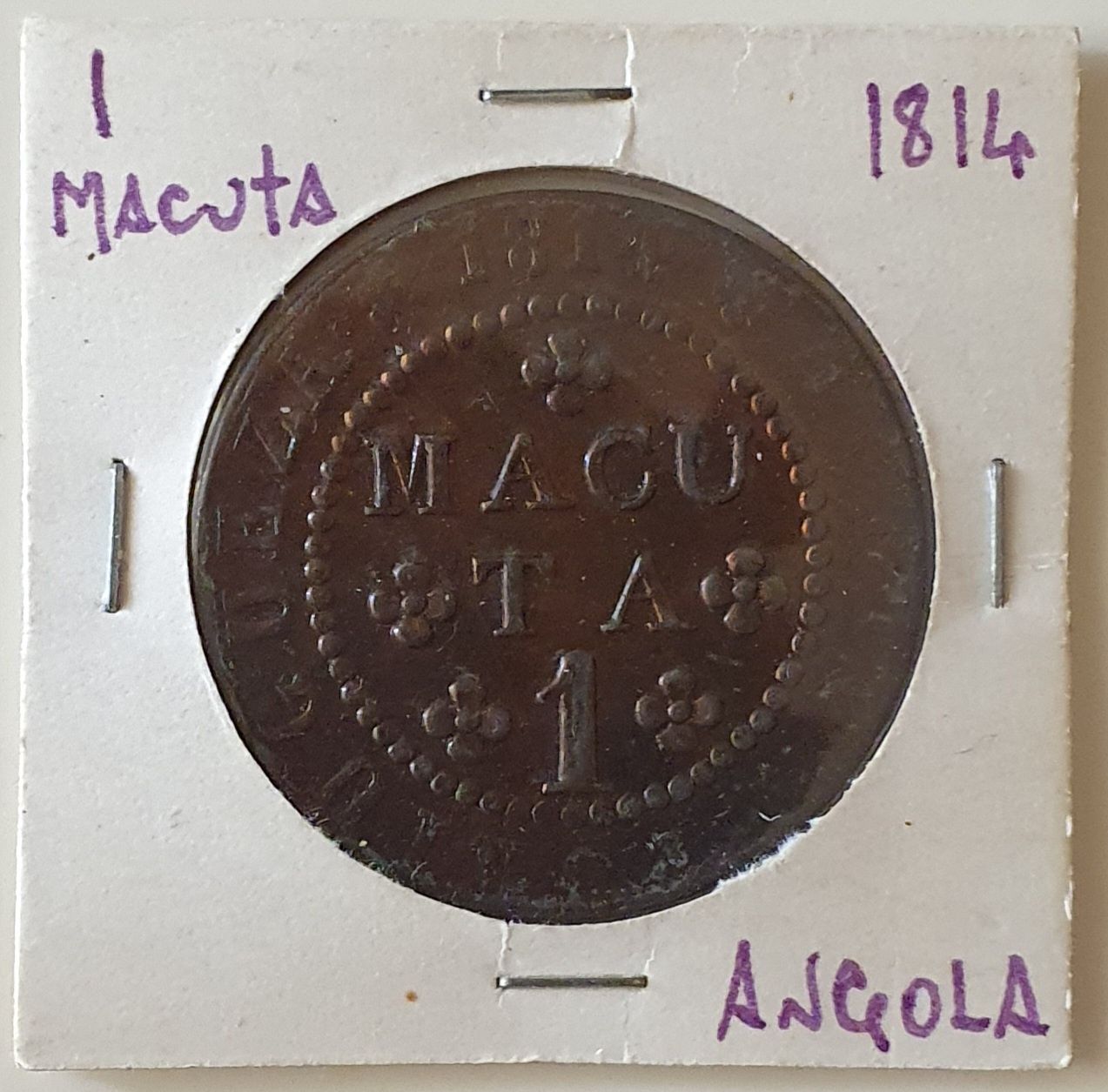 1 Macuta - Angola, 1814