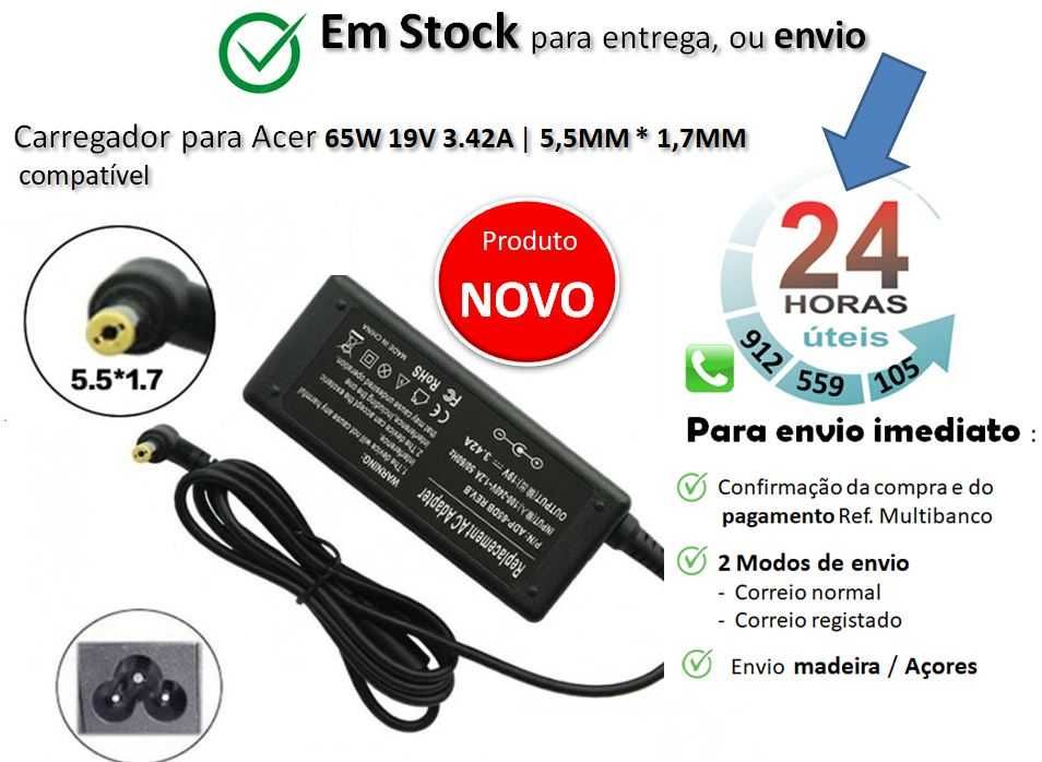 Carregador Acer 65W 19V 3.42A | 5,5MM * 1,7MM | compatível