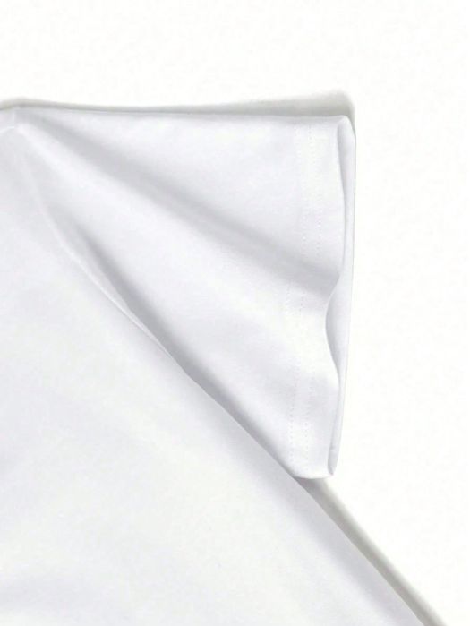 T-Shirt Luźny Z Nadrukiem Croissant Biały Casual Shein L 40