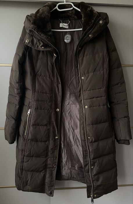 Oltre markowa puchowa brazowa kurtka damska