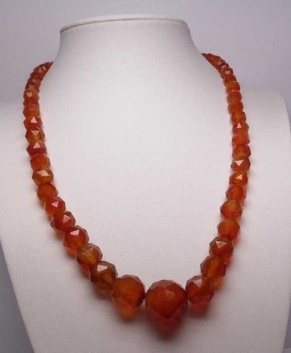 Naszyjnik naturalne fasetowane karneole karneol vintage.