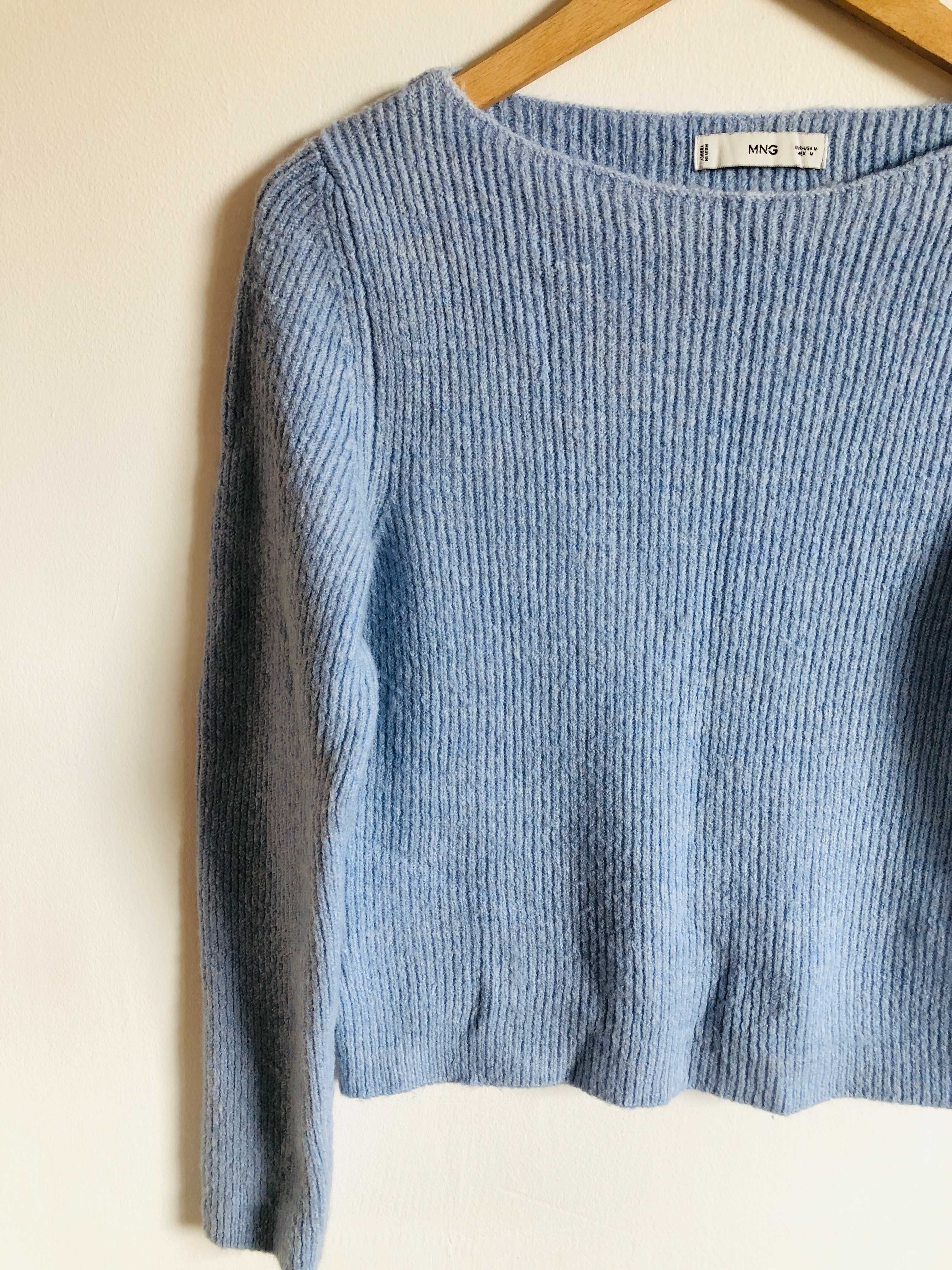 Sweter MNG Mango błękitny jasnoniebieski pastelowy