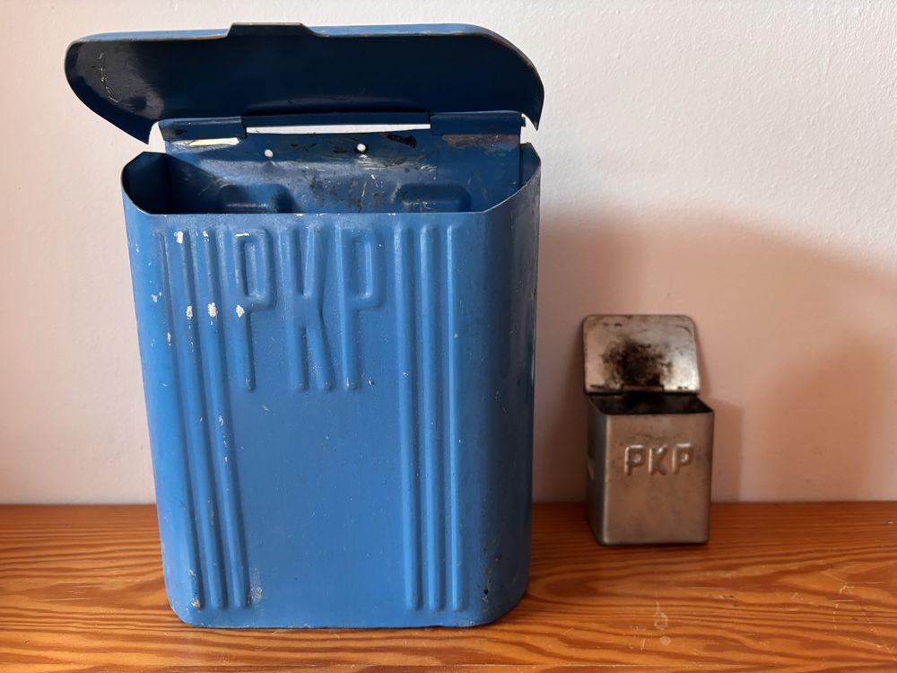 Zestaw popielniczka i śmietnik PKP retro PRL