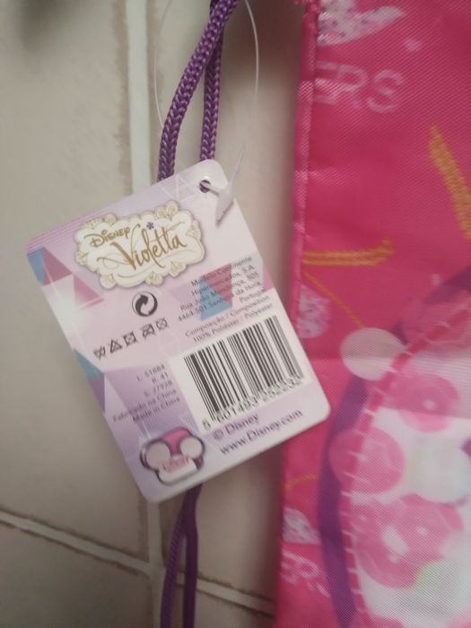 Mochila/ Saco de alças -Violetta - Disney- com etiqueta