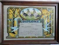 Obraz - dyplom dla hodowcy gołębi z 1934 roku - Flandria