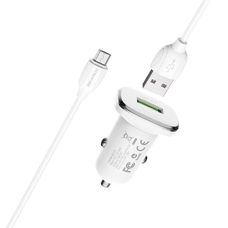 Borofone Ładowarka Samochodowa Bz12A Lasting Power - Usb - Qc 3.0 18W