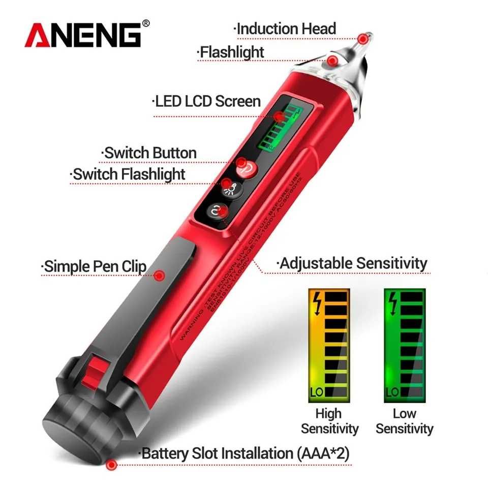 ANENG VC1010 cyfrowy bezdotykowy czujniki napięcia AC/DC 12-1000V