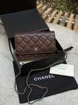 Сумка Chanel Caviar Quilted Wallet on Chain WOC шкіра | бургунді