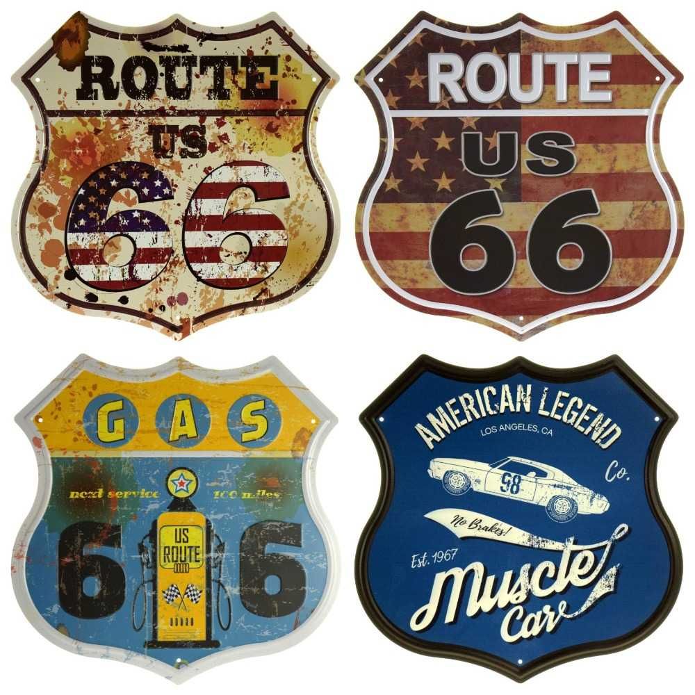 Декоративні Металеві Таблички "Route 66" з Авто та Мото Мотивами