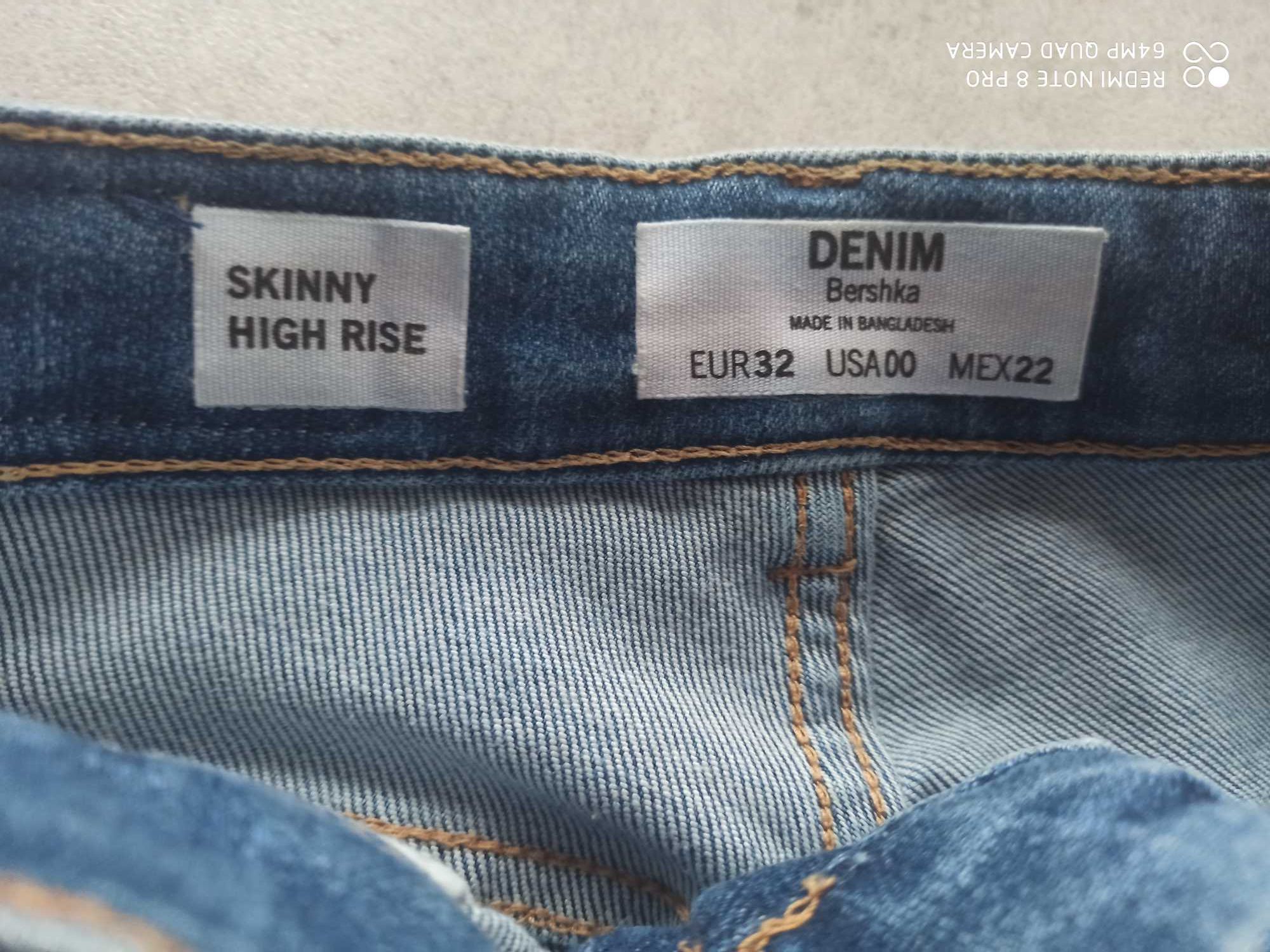 jeansy Bershka skinny high rise rozm.32