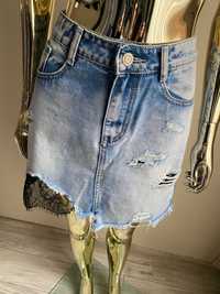 Lemonada spódnica jeansowa koronka - dziury M-L