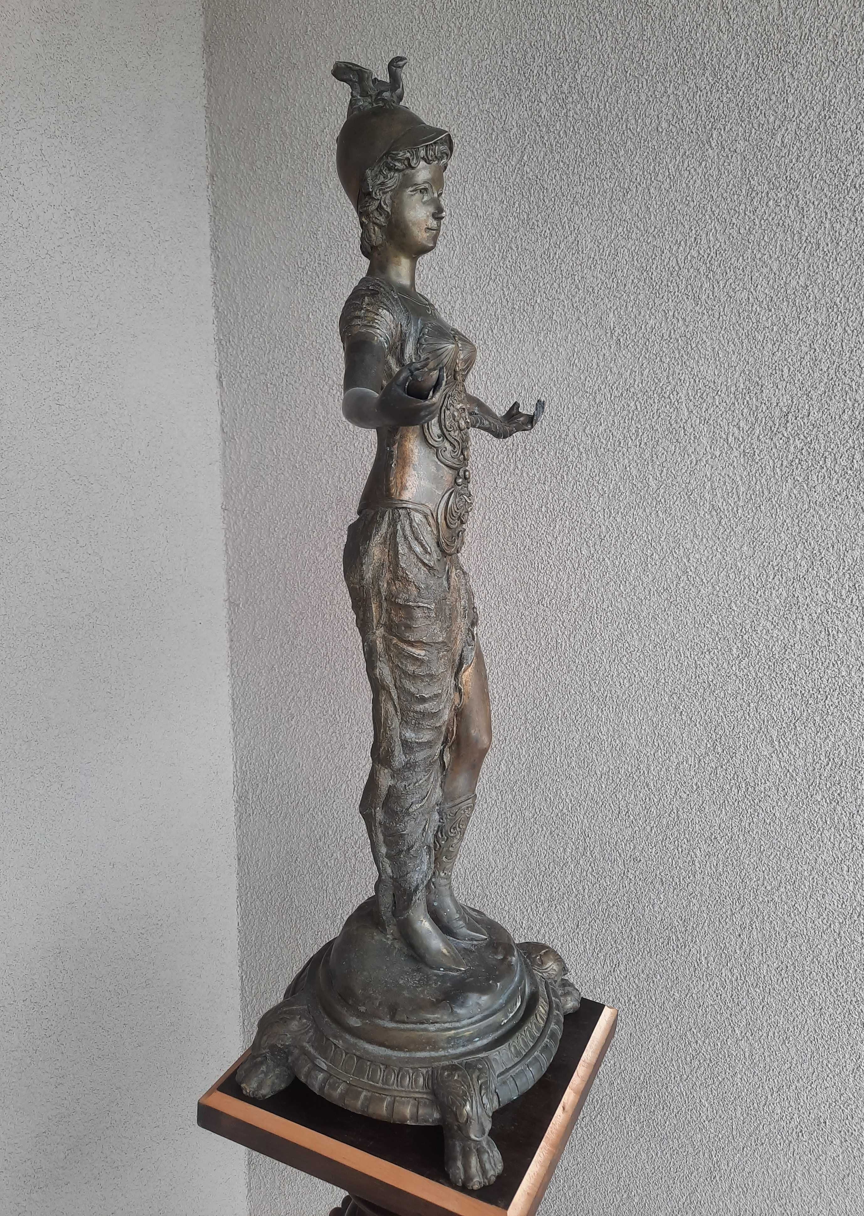 Stara ładna figura kobiety bogini mosiądz 64cm