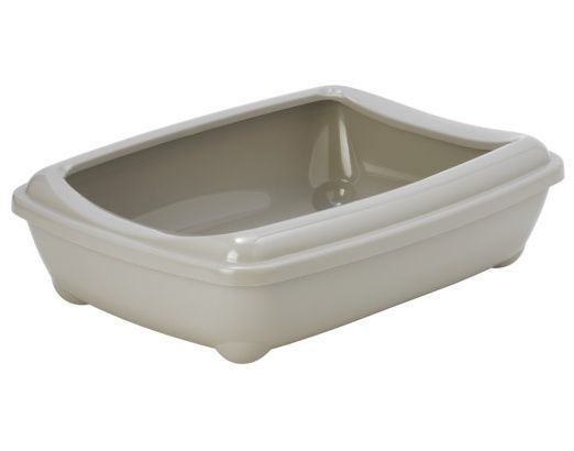 Mała i trwała kuweta owalna z ramką Yarro toaleta dla kota 42cm beżowa