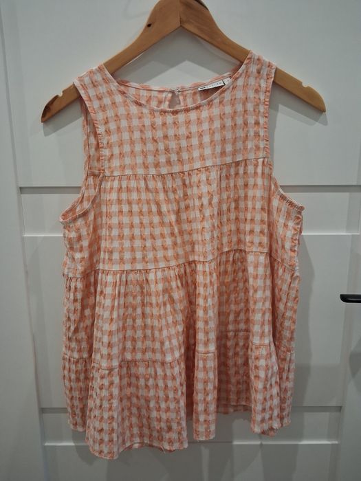 Asos bluzka w krate brzoskwiniowa M