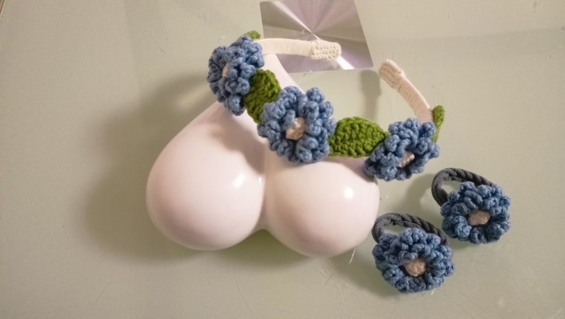 Opaska do włosów...gumeczki gratis - HandMade szydełko
