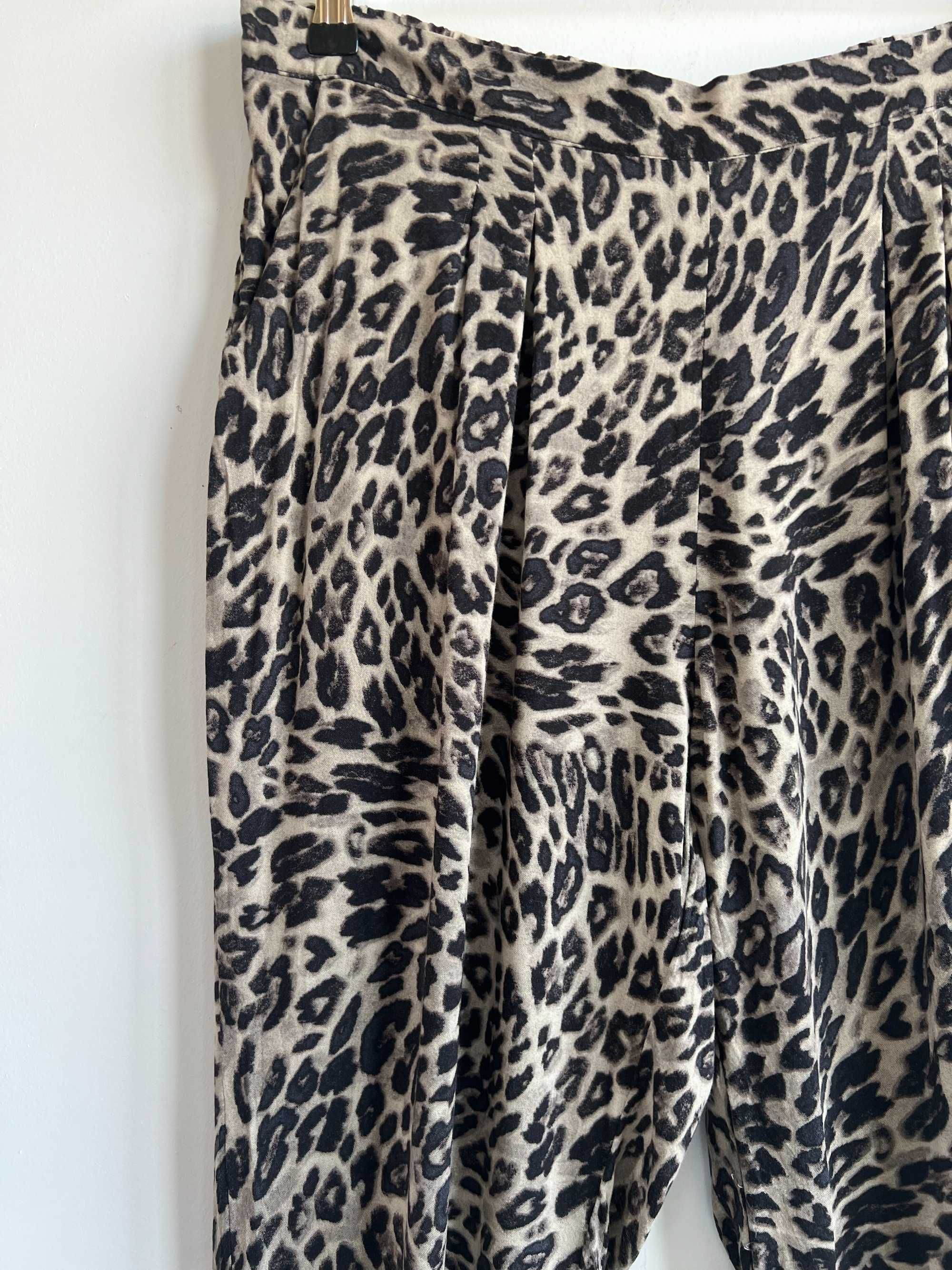H&M spodnie letnie haremki damskie panterka wiskoza wzory M