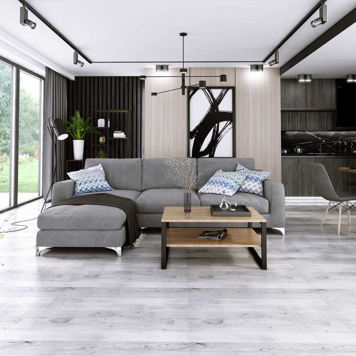 Stolik kawowy z półką styl loft DĄB ZŁOTY CRAFT