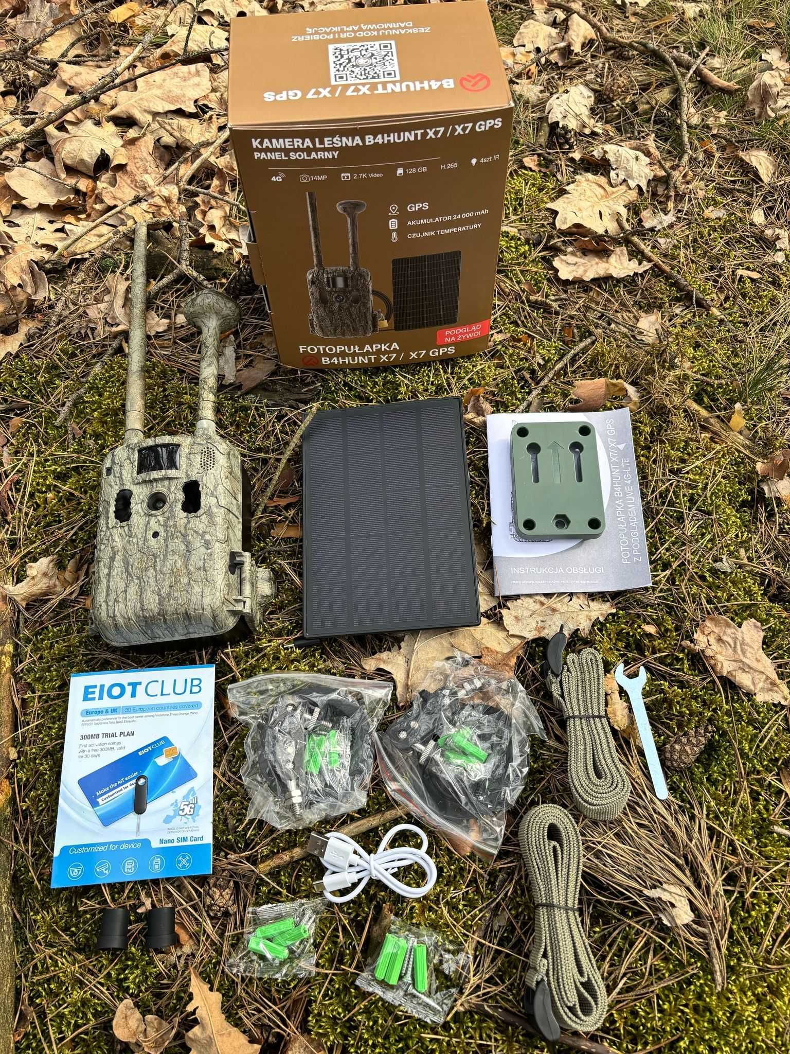 Fotopułapka B4HUNT X7 GPS+Panel solarny+24 000 mAh aku +karta 32 GB