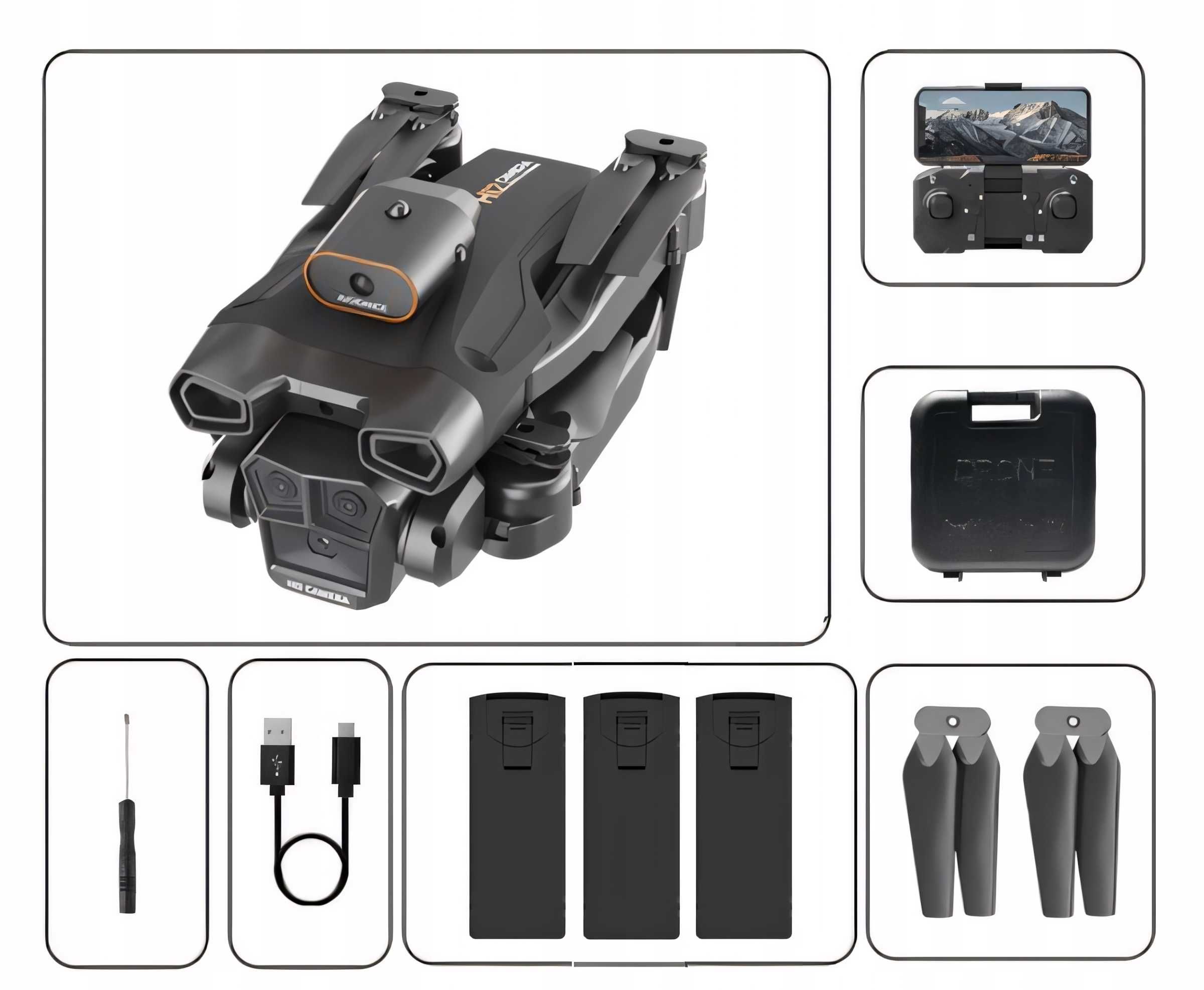 DRON 3X KAMERA 8K wifi zawis 4000m zasięgu 50min lotu + 3 AKUMULATORY