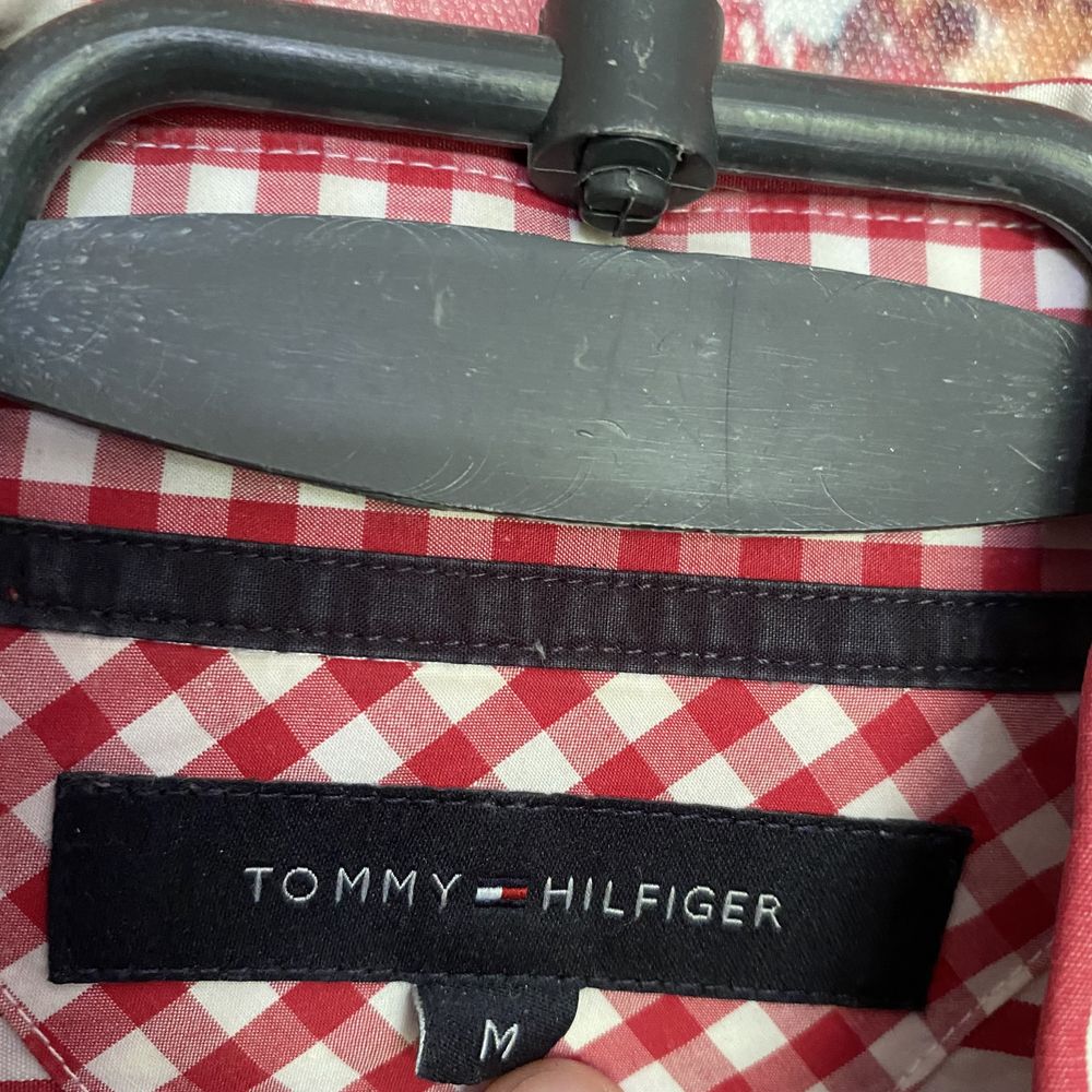 Biała bawełniana męska koszula na długi rękaw w paski Tommy Hilfiger M
