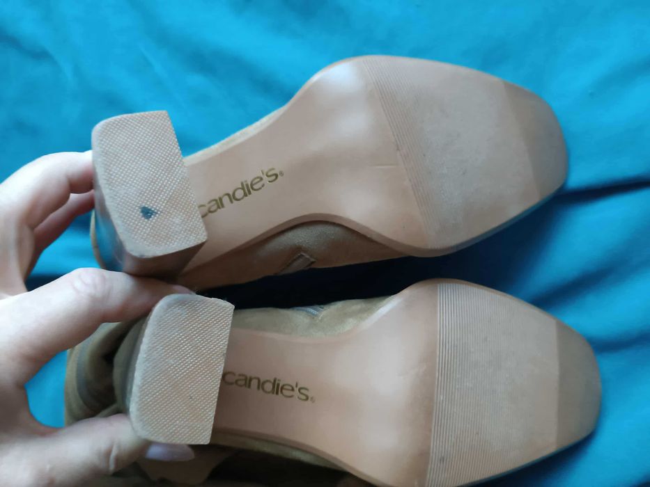 Kozaki wysokie skarpetkowe przejściowe koniakowe- 39 - 40 - "Candie's"