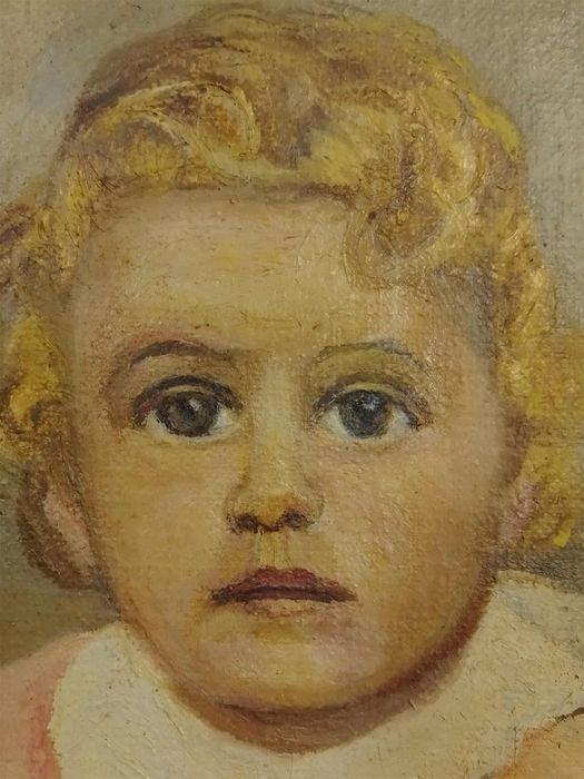 Stary obraz na płótnie sygnowany portret