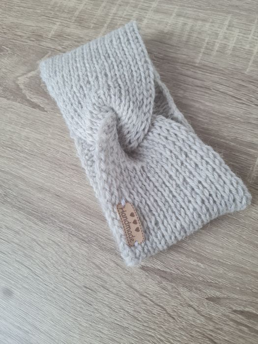 Opaska wełniana i z alpaki jasny szary