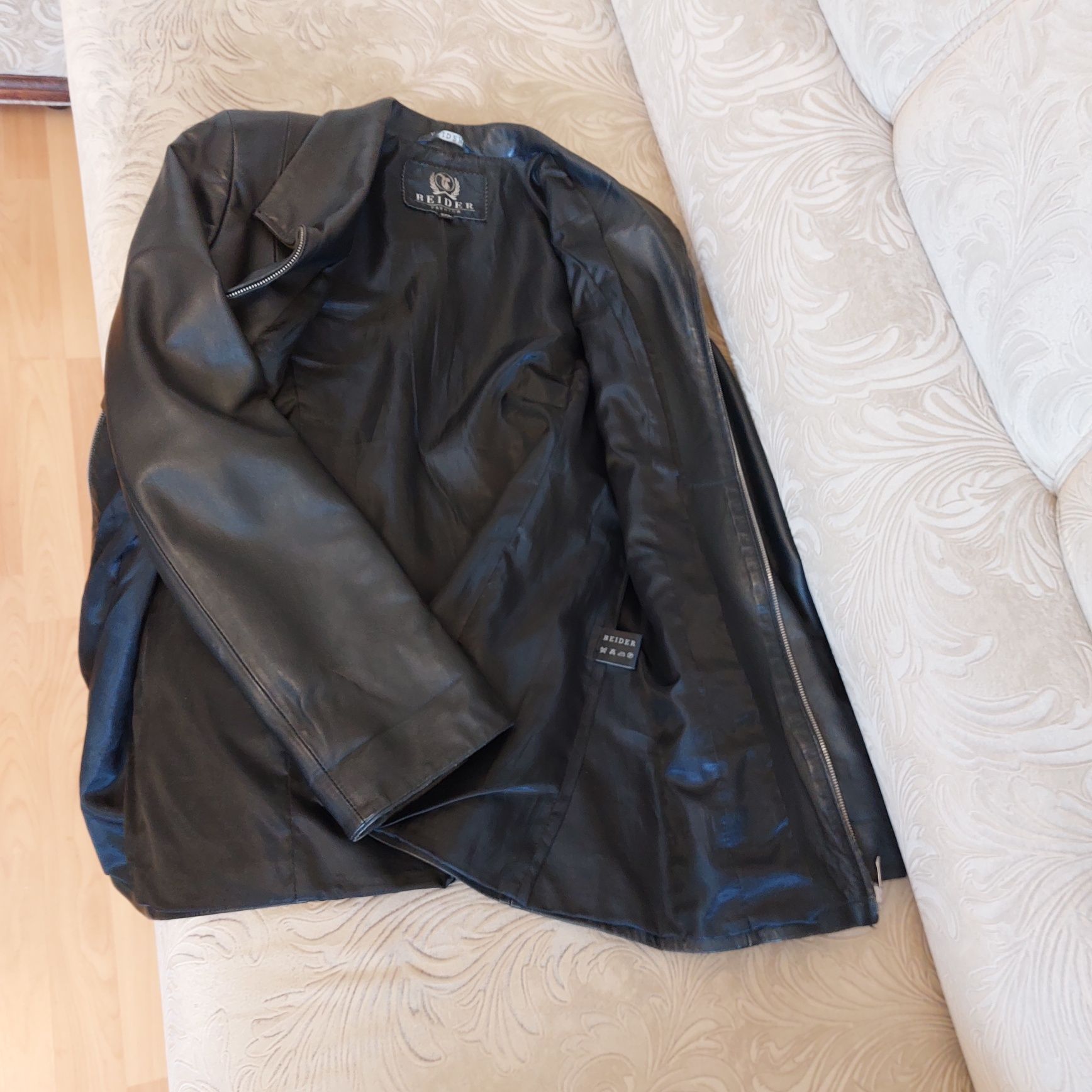 Кожаная женская куртка, демисезонная, размер 46-48