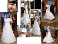 Modelowa  suknia ślubna biała rozmiar42/44 z francuskiej koronki