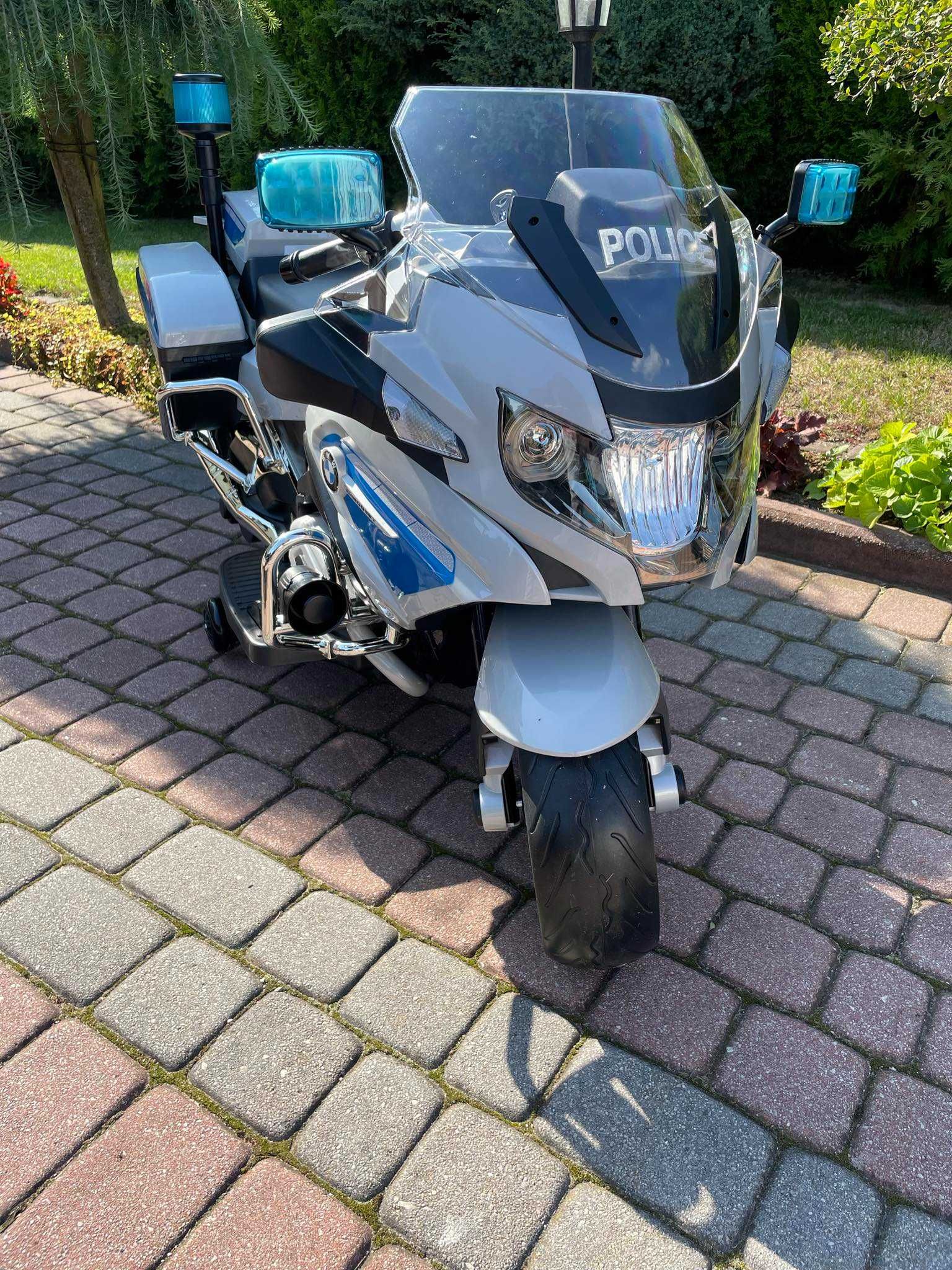 Duży Motor na akumulator BMW Policja 124cm 2 SILNIKI Ścigacz Motorek