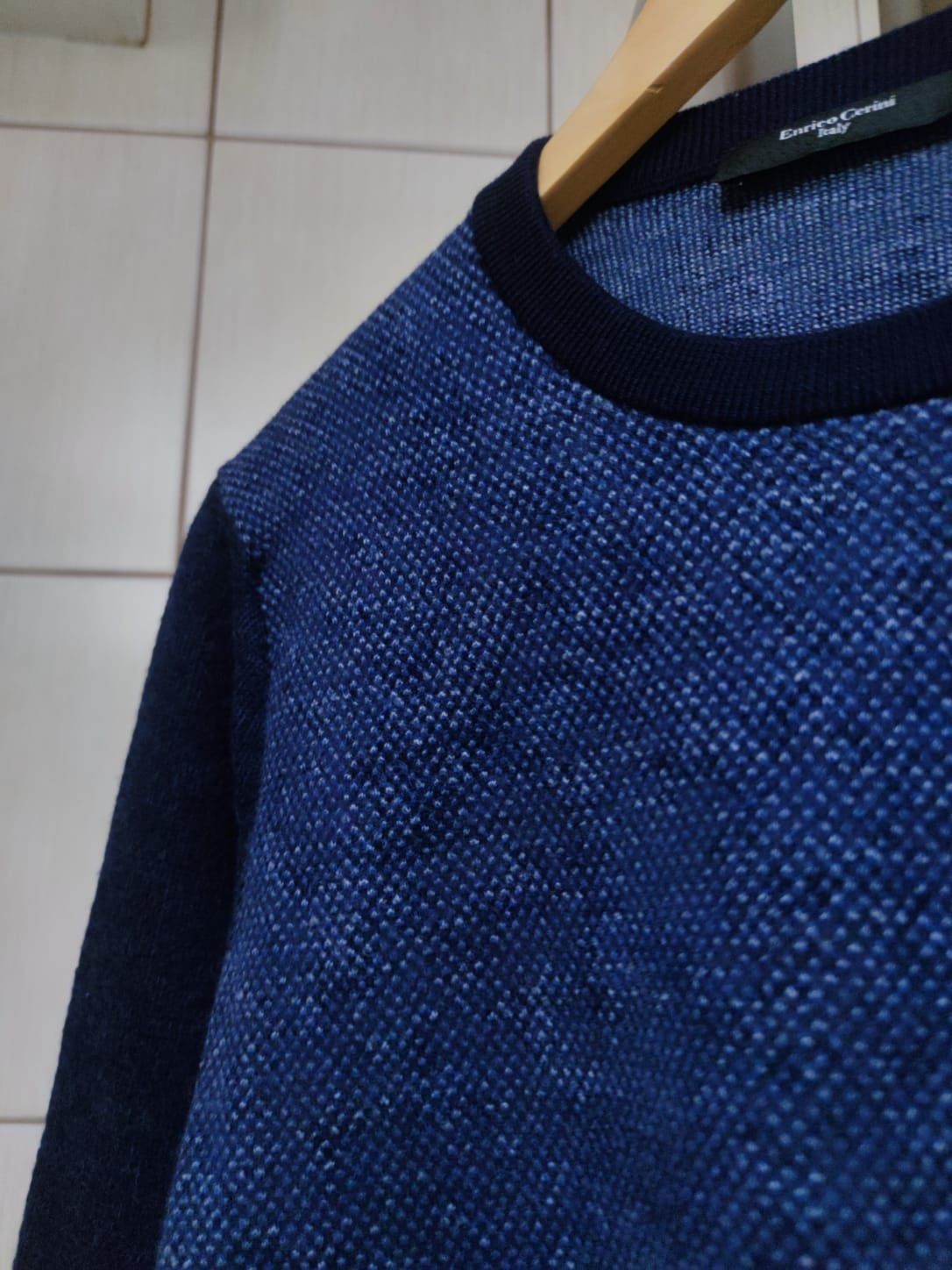 Sweter klasyczny Enrico Cerini L męski wełniany wełna wool przewiewny