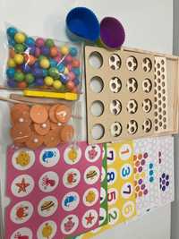 Układanka edukacyjna drewnianą Montessori kulki koncentracja memory